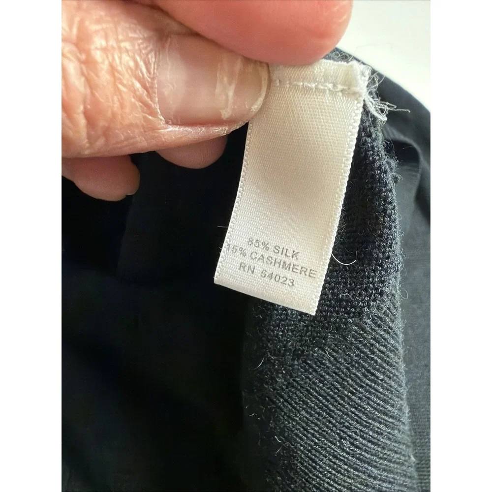Banana Republic Mens Silk Cashmere V-Neck‎ Sweater Black Large Pullover
